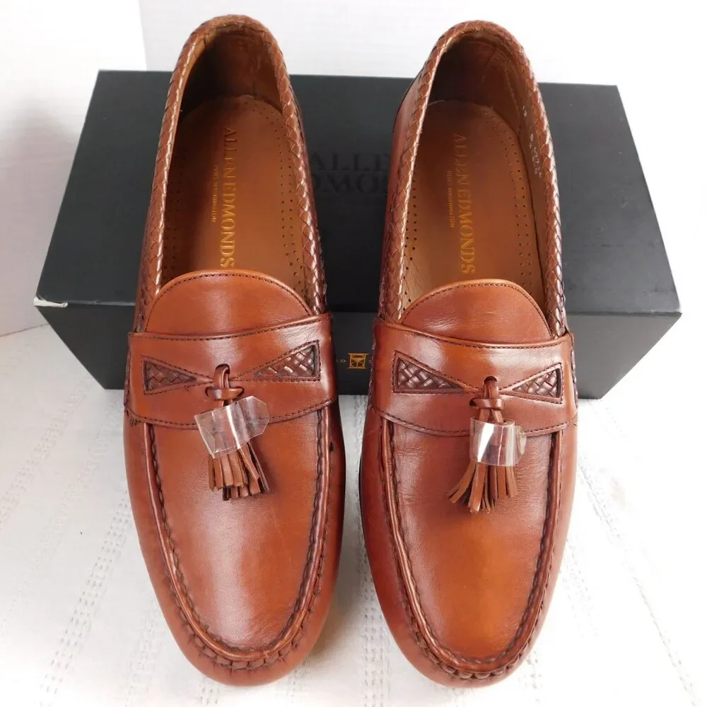 Allen Edmonds Maxfield Brown Leather Tassel Loafers 13B Slip-On Shoes New w/ Box